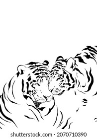 Tiger drawing stencil illustration