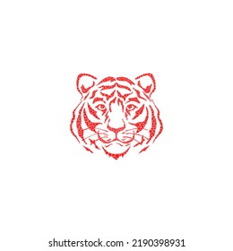 Tiger Face Mask Design Logo On Red