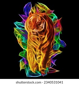 glowing background Tiger in