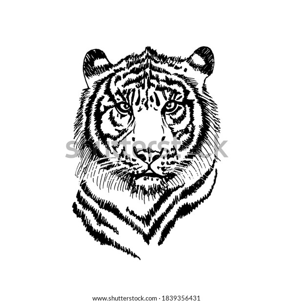 Tiger Head Graphic Print Tattoo Tshirt Stock Illustration 1839356431 ...