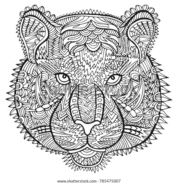 Tiger Head Zentangle Artwork Zentangle Tiger Stock Illustration 785475007
