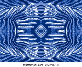 Tiger Print Repeating. Indigo Zebra Mouth. Aquamarine Zebra Seamless Pattern. Cat Fur Pattern. Indigo Zebra Texture Watercolor. Blue Ethnic Patterned Animal.