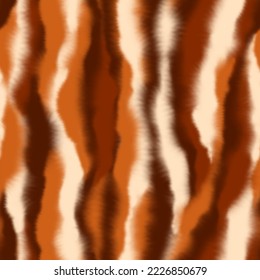 Tiger skin seamless pattern  Watercolor waves  Abstract blurred pattern and curved stripes in beige   brown colors