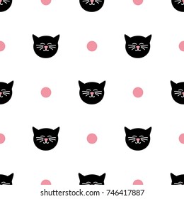 Tile Pattern Cats Polka Dots On Stock Illustration 746417887 | Shutterstock