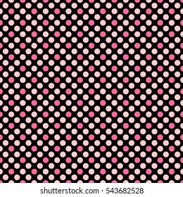 Tile Pattern With Pink Polka Dots On Black Background