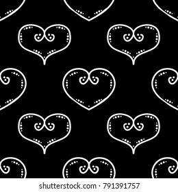 Tile Pattern White Hearts On Black Stock Illustration 791391757 ...