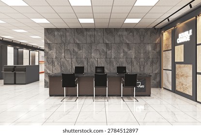 Tile showroom with various samples on display
