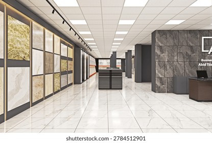 Tile showroom with various samples on display