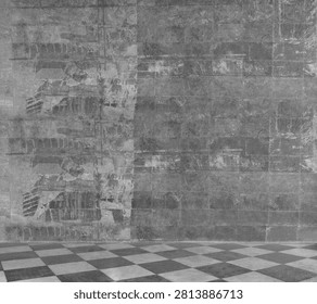 tile tiled grey gray Checkered chess floor flooring abstract wallpaper,  black white flooring pattern 3d texture background.  squares.  illustration three dimensional