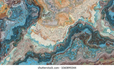 The Tile Of Turquoise Raw Gemstone Texture. Colorful Background. 2d Illustration