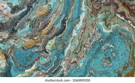 The Tile Of Turquoise Raw Gemstone Texture. Colorful Background. 2d Illustration