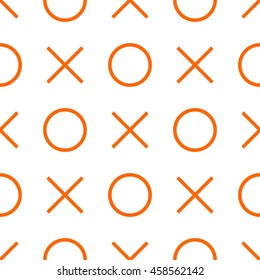 Tile X O Noughts And Crosses Orange And White Pattern