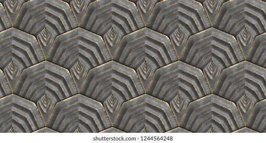 Tiles in the form of black scale with worn edges. High quality seamless realistic texture.