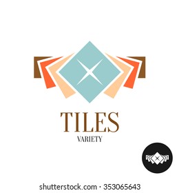 Tiles Variety Logo. Row Of The Color Square Tiles For Interior Apartment Design.