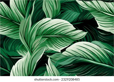 Tiling, tropical vector background. Featuring lush tropical foliage in saturated material design with modifiable text. Font included. - Powered by Shutterstock