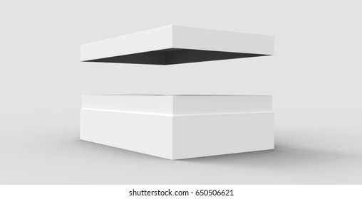 tilt white flat 3d rendering blank open box  isolated gray background
