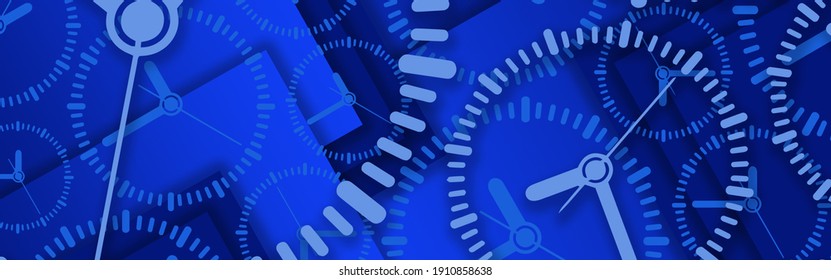 Time background with round wall clocks.