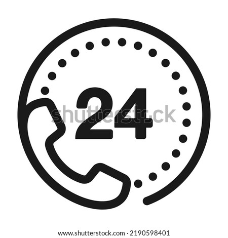 Time or Clock icon. 24 hours or Twenty four hour illustration