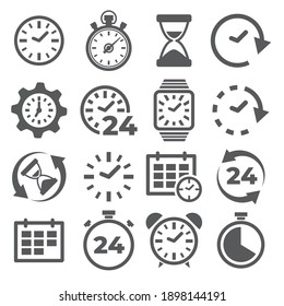 Time and Clock Icons on white background.