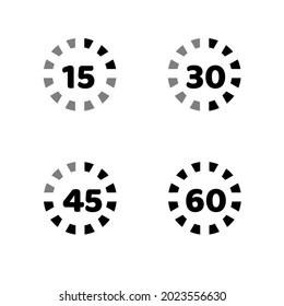 Time, Clock, Stopwatch, Timer Progress Circles Set 15 30 45 60 Sec 