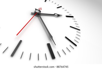 time concept clock closeup on white background showing three and a half hour