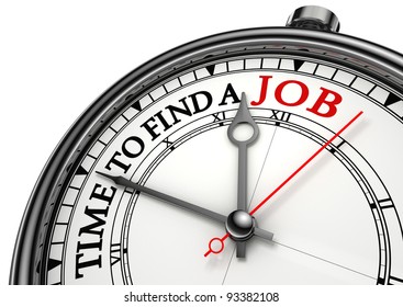 time to find a job concept clock closeup on white background with red and black words - Shutterstock ID 93382108