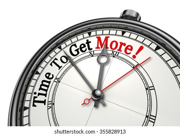 Time To Get More Motivation Message On Concept Clock, Isolated On White Background