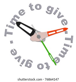 Time To Give Charity Giving Financial Support And Helping The Poor Fundraising By Volenteers Isolated Clock Indicating Moent To Be Generous And Donate Donation To A Foundation Fund Raising Time