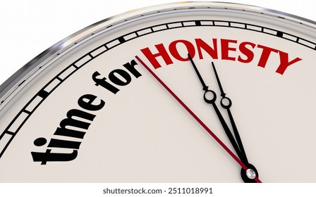 Time for Honesty Clock Now Truth Sincerity Transparency 3d Illustration