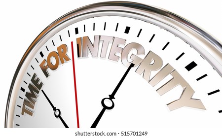 Time for Integrity Clock Honesty Trust Reputation 3d Illustration