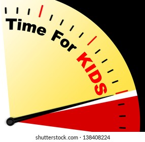 Time For Kiids Message Showing Playtime Or Starting Family