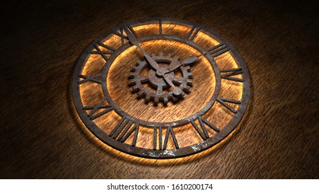 Time laps of an old watch. The hands of the clock spin quickly. Indicate the time is 03:00. Clock Time 3:00. 3 am, 3 pm. 3D illustration. - Powered by Shutterstock