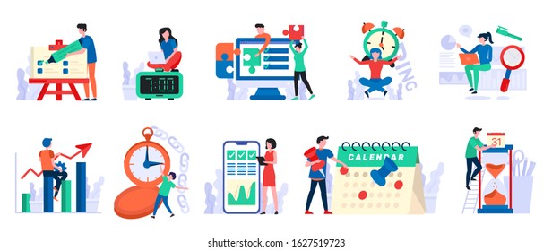 Time Management Organization Raster People Calendar Stock Illustration ...