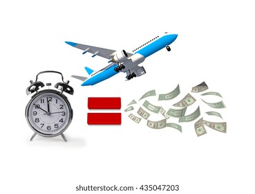 Time Money Airplane Flight Clock Time Stock Illustration 435047203 ...