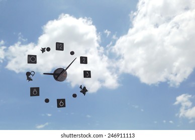 time passing concept in cloudy sky background