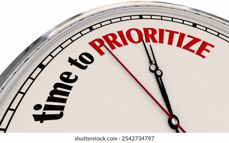 Time to Prioritize Clock Do Most Important Priority Thing Now 3d Illustration