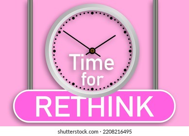 Time For Rethink Text Message With Clock And Sign Board, 3d Rendering