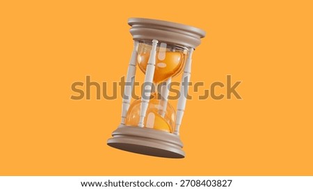 Time Sand Clock 3D Render with Hourglass and Concept of Time Background