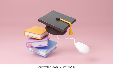 Time to school. Back to school concept, 3d design of school supplies in cartoon minimal style. Advertising of educational institutions. Education and pupils learning items. Creative idea. 3d rendering