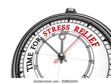 Time for stress relief motivation clock, isolated on white background