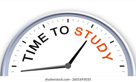 "Time to Study" displayed on a clock, symbolizing education, learning, and the importance of focus and discipline in academic success