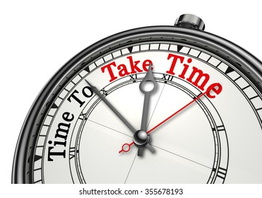 Time To Take Time Red Word On Concept Clock, Isolated On White Background