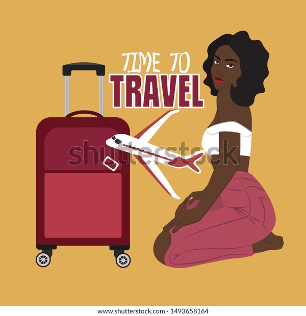 Time Travel Girl Travel Bag Stock Illustration 1493658164