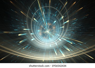 Time warp, traveling in space. SpaceTime traveling concept. Physical science. 3D illustration