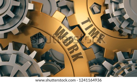 Time work concept. Gold and silver gear weel background illustration. 3d render.