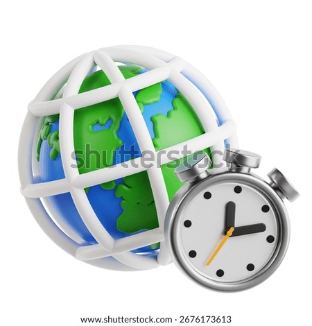 Time Zone Clock. 3D Icon for Remote Work Purpose