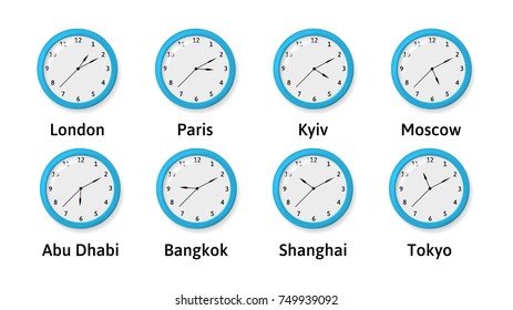 Time Zones Wall Clock Illustration Global Stock Vector (Royalty Free ...