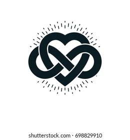 Timeless Love Concept, Symbol Created With Infinity Loop Sign And Heart.