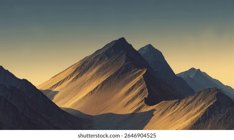 Timeless Mountains under Soft Shadows 3D render