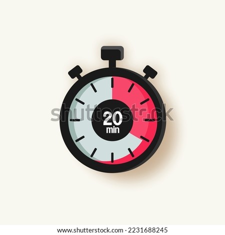 The timer clock is classic. Four timer time options 20 minutes. Dark gray and pink colors.